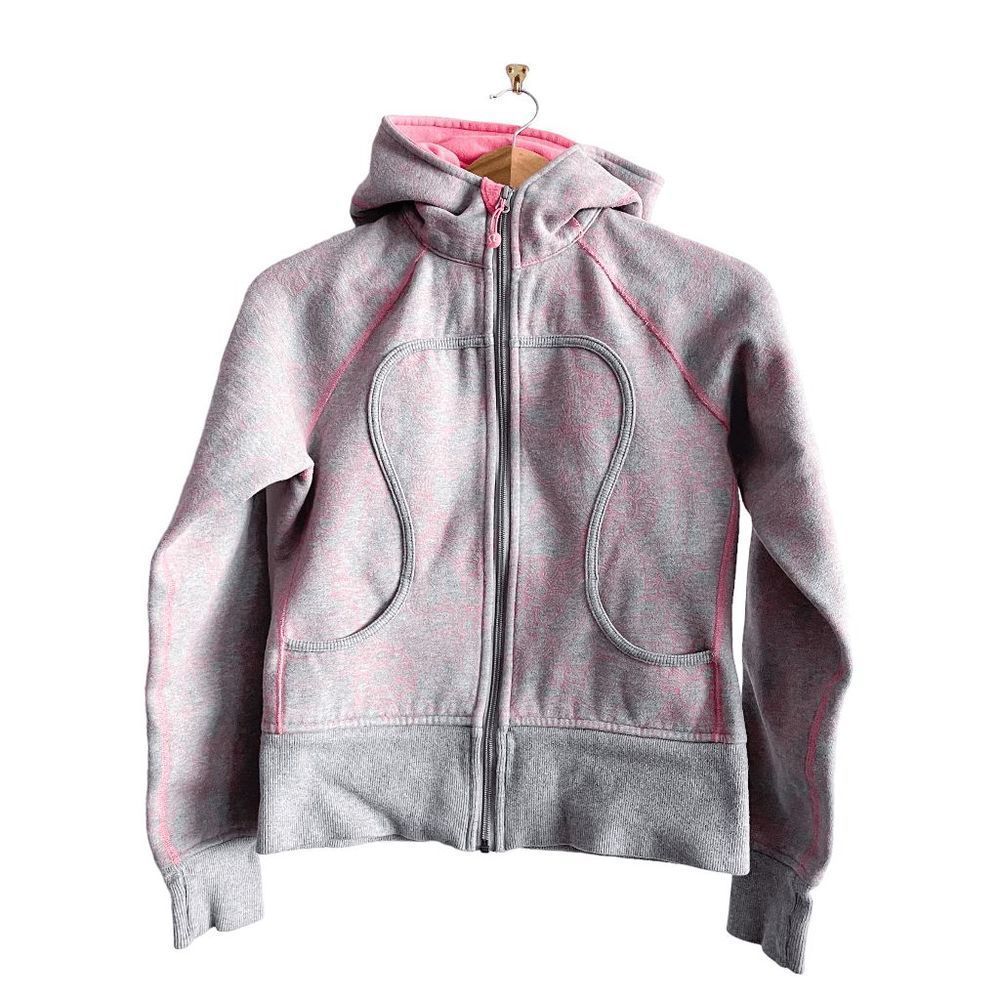 lululemon athletica Heather Gray Hoodie with Pink Accents